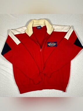 Vintage SERAC Men’s L Colorblock 1/4 Zip Knit Sweater